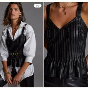 Anthropologie Let Me Be Faux Leather Pintucked Cami - NWT - Medium